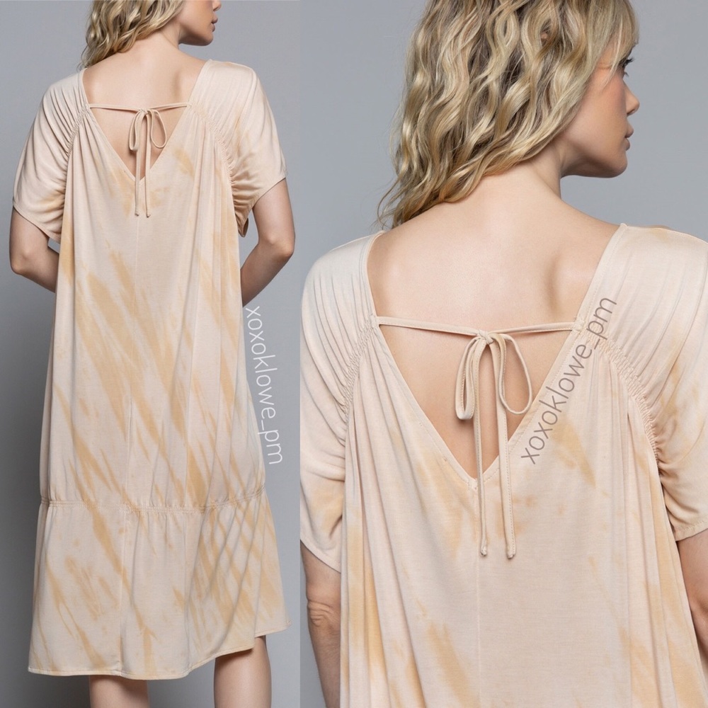 Short Sleeve Shirred Knit Midi Dress - Picture 8 of 10